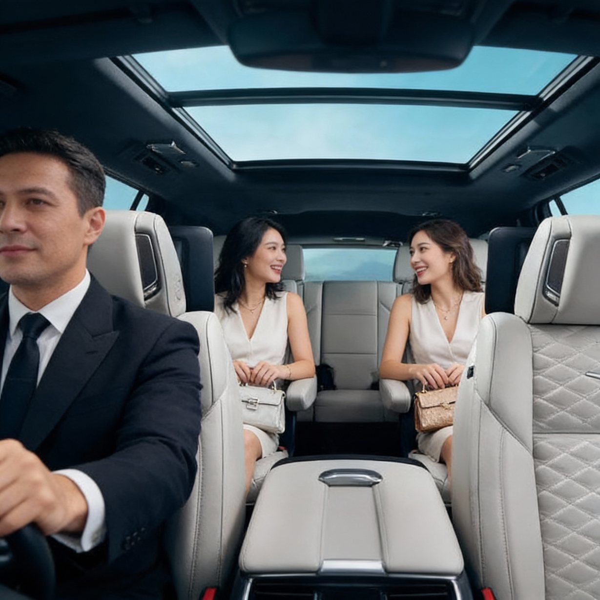 Guests in the Escalade cabin