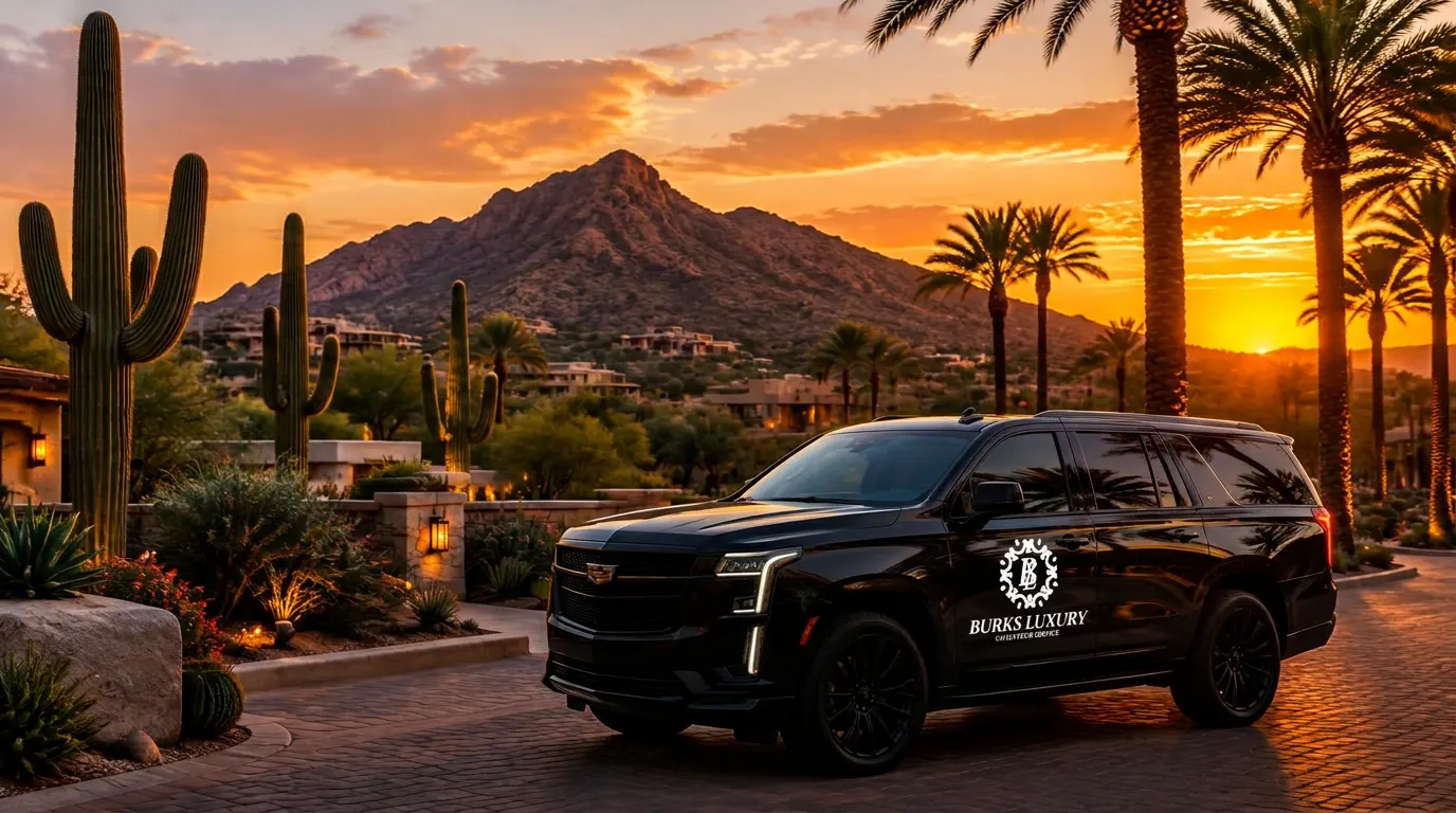Phoenix skyline with a Burks car